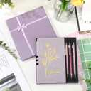 Team Employee Appreciation Gift Set A6 Leather Journal Notebook Pen with Present Box Thank You Gift for Valentine Office Coworker Staff Teacher Nurse Volunteer Women Men(Purple,Thank You)