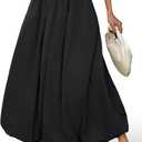 ELLEVEN Women's Bubble Maxi Skirt with PocketsElastic Waist Puffy Hem Y2k Skirt Casual A Line Long Skirts (Medium)