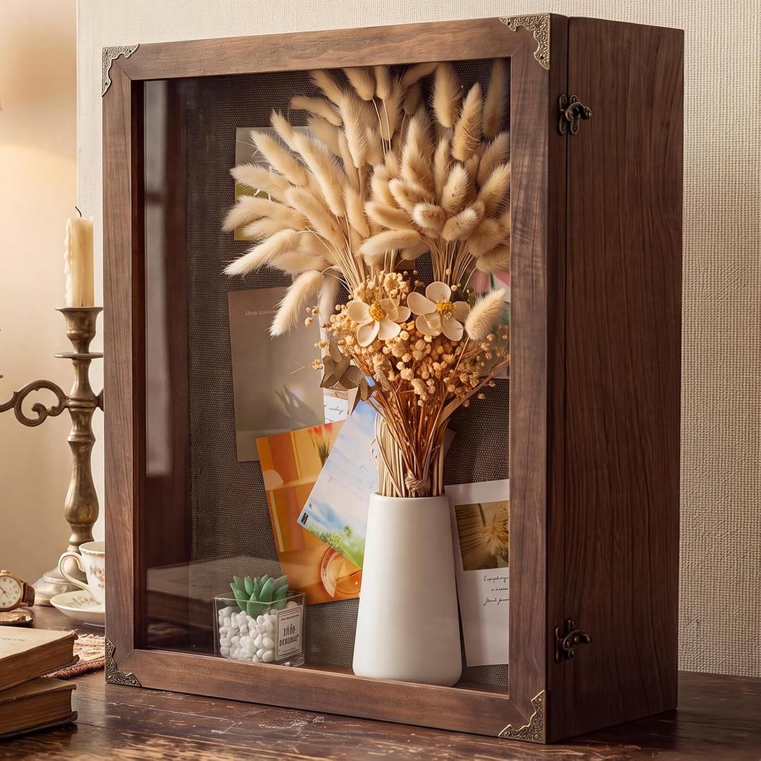 Cinnvoice 4.7" Extra Deep Shadow Box Frame Display Case, Russet, 16x20 Inch