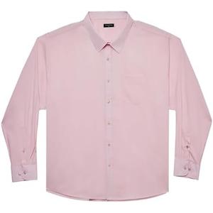 Double Pump Big and Tall Dress Shirts for Men Long Sleeve Business Casual Solid Button Down Shirts 4XL
