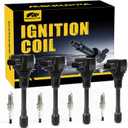 MIKKUPPA Ignition Coil Pack and Spark Plugs UF549 & 9029 Replacement for 2007-2018 Nissan Altima Versa Sentra Rogue NV200 2.5 1.8 1.6 2.0 L4 Set of 4 Spark Plugs Coil Packs