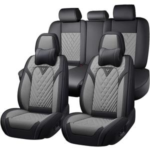 Car Seat Covers for Jeep Gladiator 2020-2026, Premium Nappa Leather Waterproof & Anti-Slip, Full Coverage Customized fit Jeep Gladiator Seat Covers Full Set (5 Seats Luxury,Black-Gray)