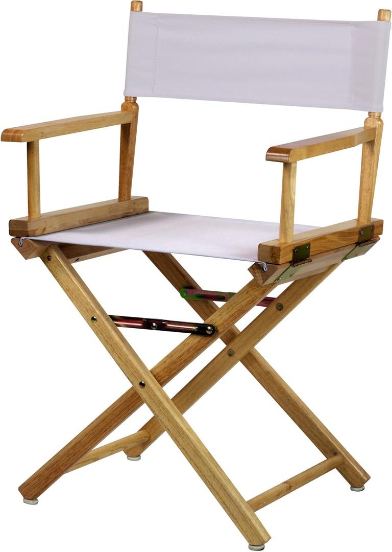 18" Director's Chair Natural Frame-White Canvas (18" - Classic Height, Natural Frame/White Canvas)