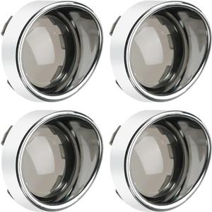 PBYMT Smoke Turn Signal Lens Cover 2" Bullet Visor-Style Chrome Bezels Compatible for Harley Touring Dyna Street Glide Road King Road Glide Softail Sportster Custom Cruiser 2000-2024 (4pcs)