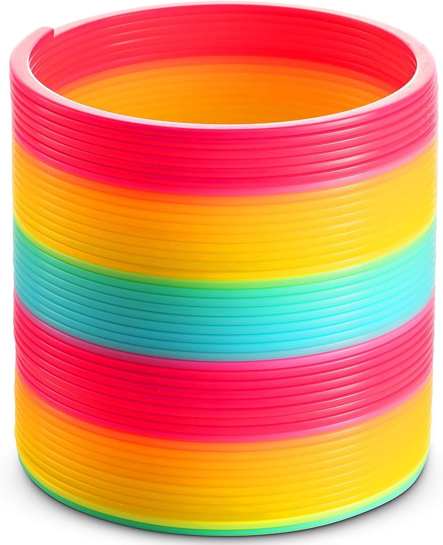 Bedwina Jumbo Rainbow Spring Coil Toy - 6" Plastic Giant Spring Coil for Kids, Big Spring Toys for Boys and Girls, Neon Colorful Rainbow Coil Spring for Party Favor Prizes and Kids Birthday Gifts