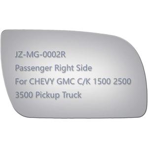 JZSUPER Side Mirror Replacement Glass fit for Chevrolet GMC C1500 C2500 C3500 K1500 K2500 K3500 Pickup Truck, Convex Right Passenger Side RH, Including Adhesive (Non Towing Mirror Glass) (Non Heated)