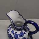 A&B Home Ceramic Pitcher with Handle-Coffee Milk Creamer Pitcher for Kitchen, Flower Pattern Blue & White Porcelain Jar, 9" x 6" x 8"