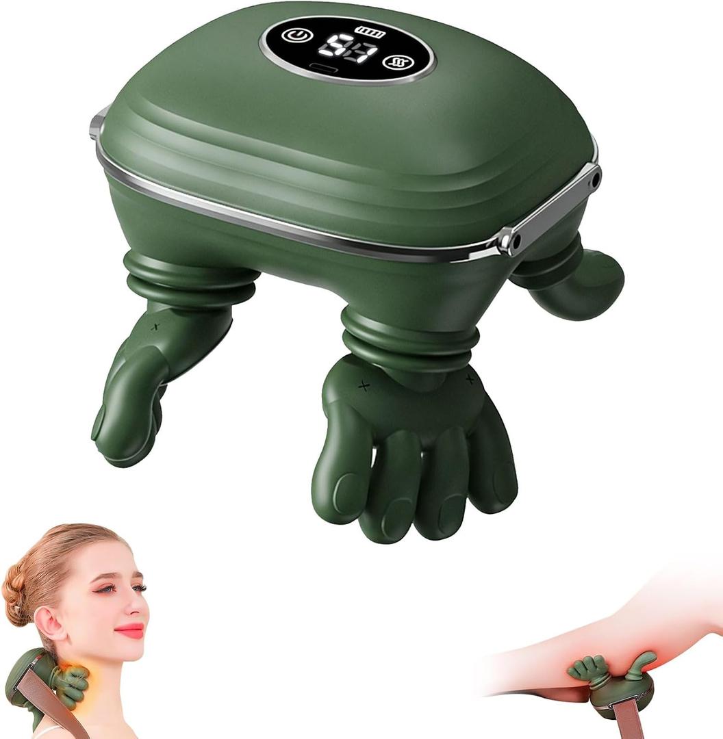 Neck Massager with Heat, Bionic Shiatsu Neck and Shoulder Massager with 4D Kneading Fingers, LCD Display & Adjustable Intensity, Heated Neck Massage Device Simulates Real Palm to Relax Muscle Tension