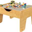 KidKraft Reversible Wooden Activity Table with Board with 195 Building Bricks Gray & Natural, Gift for Ages 3+, 28.5" x 23.5" x 3.25"