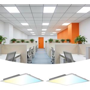 2x2 LED Flat Panel Light 2 Pack, Drop Ceiling Light for Office, Dimmable LED Ceiling Light, Selectable 20W/25W/30W/35W/40W, 3000K/3500K/4000K/5000K/6300K, ETL Listed