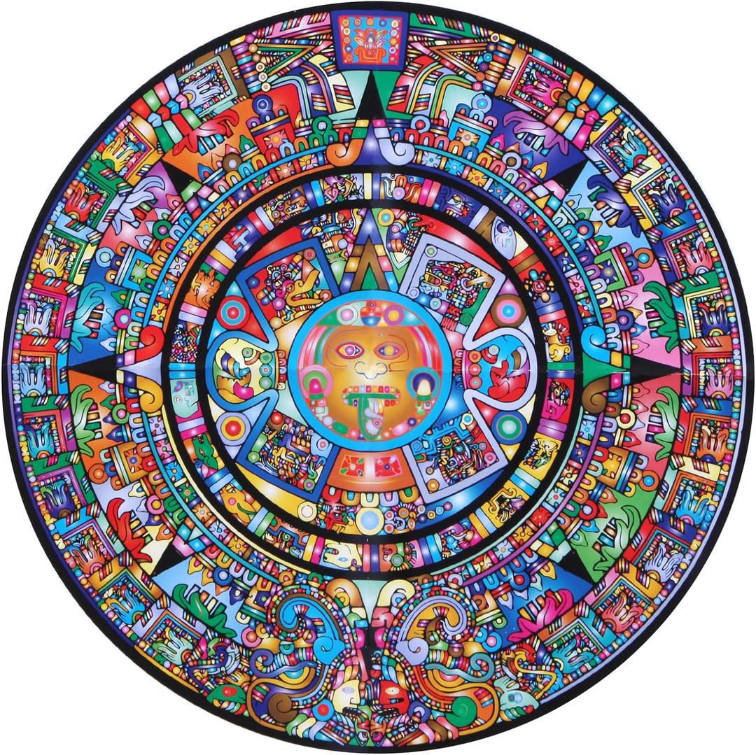 Bgraamiens Puzzle-Aztec Totem-1000 Pieces Round Puzzle Color Challenge Jigsaw Puzzles for Adults (Aztec Totem)