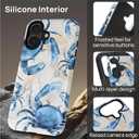 for iPhone 16 Case for MagSafe,Hard Hybrid Shell Shockproof Silicone Full Body Protective Non Slip Case for iPhone 16 Watercolor Blue Crab Coastal Vibes Pattern,Watercolor Blue Crab Coastal Vibes, iPhone 16