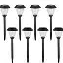 Solar Outdoor Pathway Lights Matt Black Stainless Steel Painted LED Lights for Garden Landscape Path Yard Driveway (black-8pack)