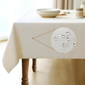Pureegg Rectangle Linen Tablecloth Waterproof & Stain Resistant, Wrinkle-Free Table Cloth Adds Elegance and Protection, Ideal for Dining, Party, Wedding and Outdoor, 52 x 70 Inch, Cream, Ivory