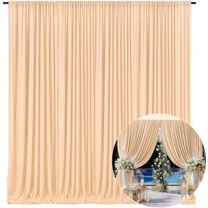 10 x 10 Feet Champagne Backdrop Curtain for Partie, Background Curtains for Photoshoot, Birthday, Wedding, Halloween, Thanksgiving, Christmas Day, New Year Party Decorations 5Ft x 10Ft, 2 Panels