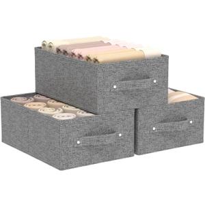 Collapsible Storage Bins, Fabric Organizer Baskets, Cube Boxes for Organizing Home, Office and Closet, Grey, 3 Pack, 13.0x9.0x5.5in
