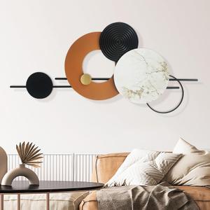BECHAEO 3D Large Metal Wall Art Decor for Living Room 40"x19" Round Wall Accents Modern Luxury Wall Sculptures Hanging Wall Deco for Dinning Room Bedroom Entryway Office Outdoor