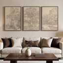 Framed Neutral Vintage Landscape Wall Art for Living Room, 3 Piece Large Tree Sketch Rustic Canvas Artwork for Walls, Brown Forest Wabi Sabi Farmhouse Wall Decor for Bedroom Hallway Office, 20x30 Inch