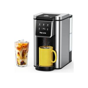Single Serve Coffee Maker for K-Cup Pod and Grounds, Hot and Iced Coffee Maker, Strong Button Feature, 6 to 14oz Brew Sizes, 50oz Removable Tank, Up to 6.5 Inch Cup, Stainless Steel, Black