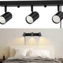 3 Light Track Lighting Kit, Black Modern Plug in LED Ceiling Spotlight, GU10 Plug in Track Lights for Kitchen Cabinet Gallery Bar Hallway Bathroom Living Room,Rocker Switch,15FT Cord(No Bulb)