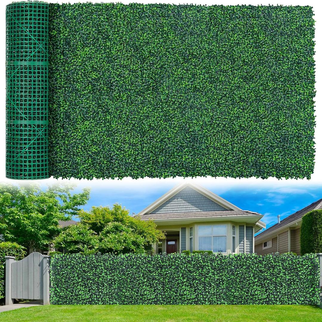 Grooy Artificial Boxwood Roll Panels,60"x 120"(50 sq.ft) UV-Anti Faux Ivy Leaves Privacy Fence Screen Grass Wall Roll Panels for Indoor Home Decor and Outdoor Garden Backyard