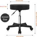 KKTONER Round Rolling Stool PU Leather Height Adjustable Swivel Drafting Work SPA Salon Stools Chair with Wheels Black