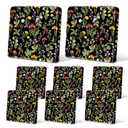 pickyNproud 8Pcs Patio Cushion Covers Stretch Outdoor Couch Cushions Slipcovers Replacement Washable Furniture Protector with Elastic Bottom Sofa Chair Seat Cover, Black Flower