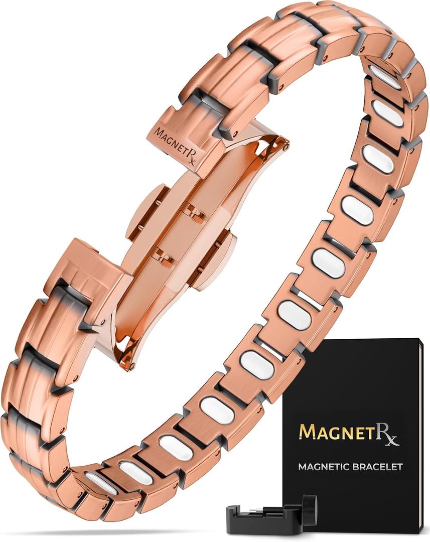 MagnetRX Magnetic Copper Bracelets for Women - EllipseMAX 5X Strength 5,000 Gauss Magnets - Designed in USA & Patent Pending - Premium Womens Copper Bracelet with Adjustable Length