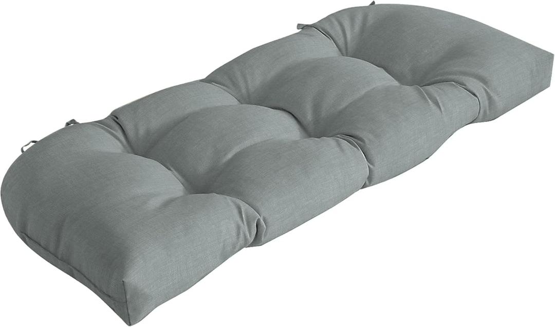 Arden Outdoor Wicker Settee Cushion, 41.5 x 18, Rain-Proof, Fade Resistant Stone Grey Leala
