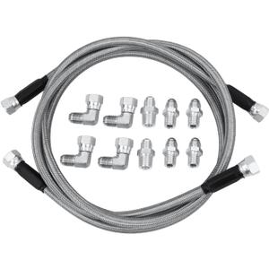 6AN 52 Transmission Cooler Hose Line Kit, Compatible with GM Chevy Ford GMC Buick Cadillac Cars and Trucks Replace#TH350 TH400 700R4 Stainless Steel Braided Lines