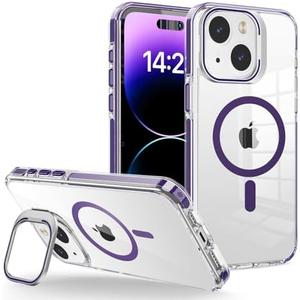 WOGROO for iPhone 11 Case, [Compatible with MagSafe], Magnetic Kickstand Case for Women Girls, Case for iPhone 11, 6.1", Clear Purple