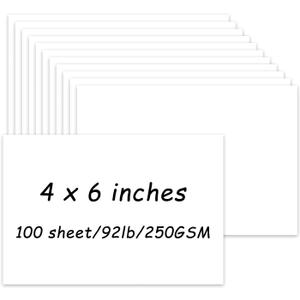100 Pack 4x6 White Cardstock, 92lb/250GSM Heavyweight Blank Cards, Thick Card Stock for Wedding Invitations, Thankyou Cards, Postcards