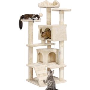 Yaheetech 54in Cat Tree Tower Condo Furniture Scratch Post for Kittens Pet House Play (Beige)