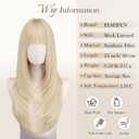 FESHFEN Straight Sleek Layered Wig with Bangs for Women - Natural Synthetic Long Hair Wig for Daily Party Use 24 Inch