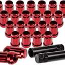 SCITOO M12x1.5 Wheel Lug Nuts Red,24PCS Spline Closed End Socket Thread 12x1.5 Lug nut for 1997-2016 Toyota for 4runner Avalon for Yaris for Tundra (24pc Lug Nuts+ 2 Tools)