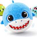 PlayZap Bouncy Balls 3" Big with Stuffed Animal 3 Pack - Soft Balls for Toddlers & Babies Plush Cover BPA-Free, Sensory Toys - Cute Bunny Shark Unicorn Design Ideal Gifts for Boys Girls
