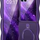 [Magnetic Stand & Wave Frame] Case for Samsung Galaxy Z Flip 7 [Fit for MagSafe] [Military Drop Protective] Not Yellowing Translucent Z Flip 7 Phone Ring Cover for Women Men 6.9" Purple