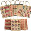 Lulu Home Christmas Gift Bags, 24 Pieces Medium Christmas Kraft Paper Bags with Handle