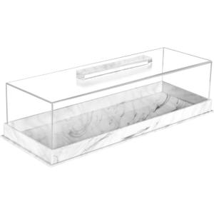Rectangle Cake Tray with Lids, Clear Pastry Display Case, Dessert Holder Tray, Cake Stand, Cookie Display, Marble Pattern Plastic Cake Platter with Lucite Cover, Pastry Base