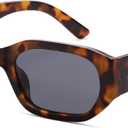 SOJOS Polarized Sunglasses Womens Mens Retro Rectangle Sun Glasses Trendy Hexagonal Frame 80s 90s Shades SJ2324 (Dark Demi)