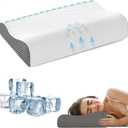 Memory Foam Cooling Bed Pillows for Sleeping, Ergonomic Cervical Pillow for Neck and Shoulder Pain Relief, Adjustable Cold Pillow,with PillowcaseGrey (Pack of 1)