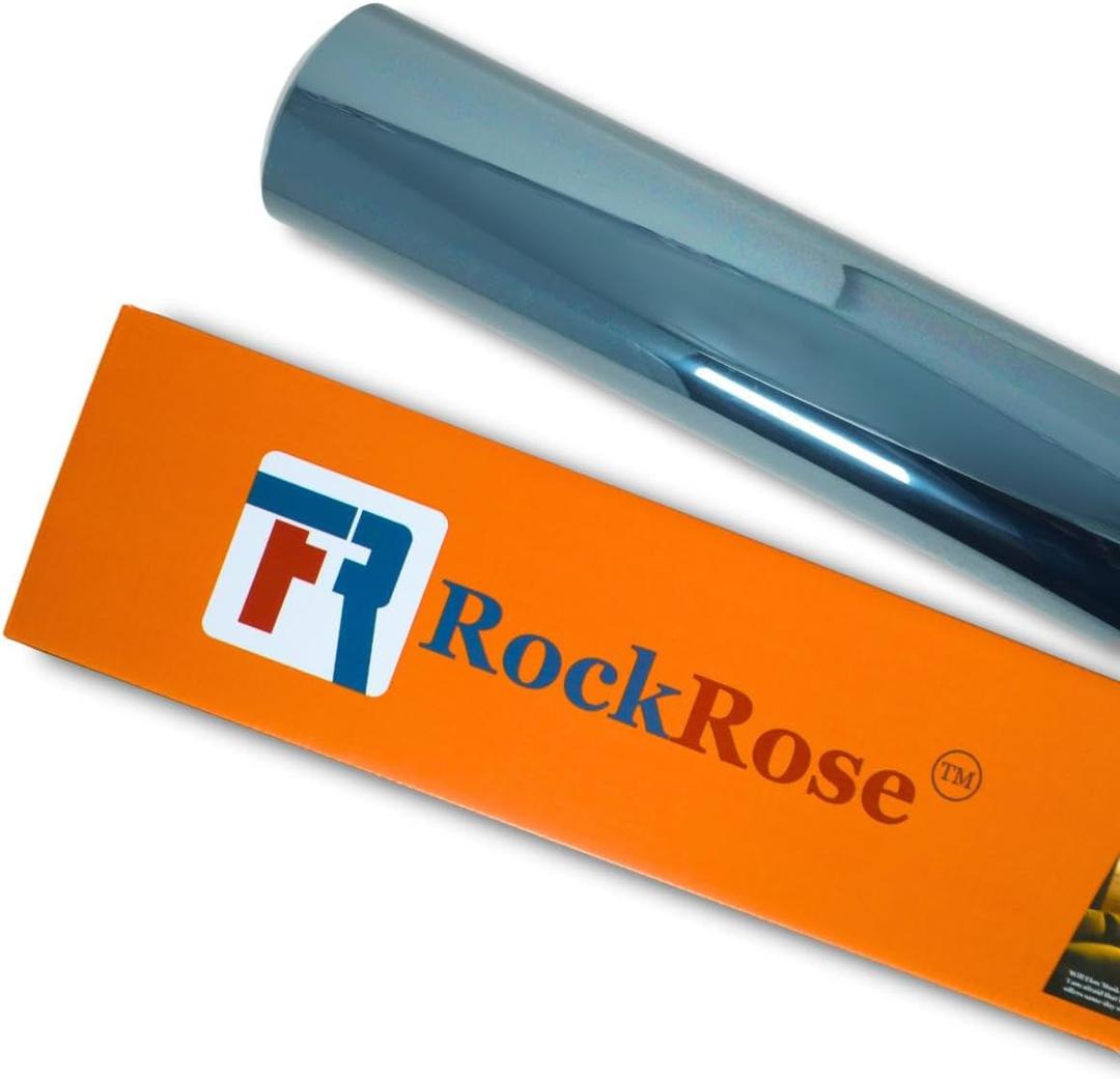 RockRose 75% Nano Ceramic Car Window Tint 40 in x 6FT 2PLY Privacy Film Heat Block, 99% UVR, and 85% IRR Block for Auto or Home Strong Adhesive, Easy Shrink, Plotter Friendly - Charcoal, 40 IN x 6.5 FT