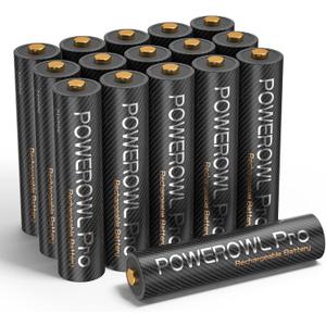 POWEROWL Rechargeable AAA Batteries PRO, High Capacity 1100mAh, Premium NiMH Triple A Battery -16 Count