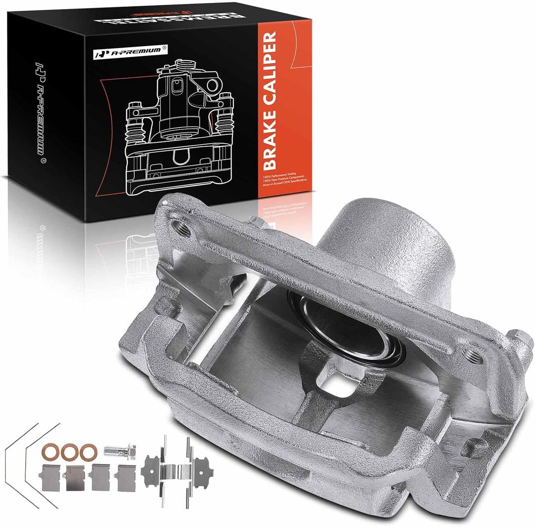 A-Premium Front Passenger Disc Brake Caliper Assembly with Bracket Compatible with Mazda, Lincoln, Mercury and Ford Models - 6 2006-2013, Fusion 2006-2012, MKZ 07-12, Zephyr 06, Milan 06-11