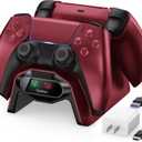 Fachixy Controller Charger for PS5, with 2-Hour Fast Charging chip, PlayStation 5 Charging Station with US Power Adapter and Cable, with LED Charging Status Indicator Light, Red