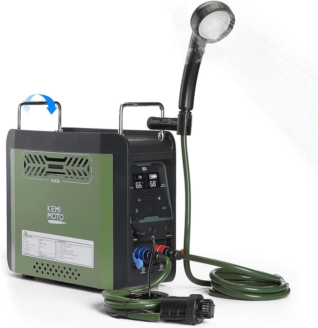 KEMIMOTO Portable Water Heater Constant Temperature, Propane Water Heater with Pump, Max 100 Mins 3s Instant Hot 20,000 BTU, 4000mAh Rechargeable Battery, Suits for Outdoor Camping Hunting Cleaning