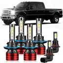 CHUANGYOU Light Bulbs Compatible for 2005-2022 Ford F250/F350/F450/F550 Super Duty 9008 H13 High Beam 9008 H13 Low Beam 9140 Fog Light Combo Pack 800% Brightness with Cooling Fan Plug N Play Pack of 6