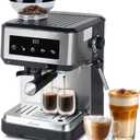 Machine with Grinder, 20 Bar Expresso Coffee Machines with Milk Frother Steam Wand, Professional Espresso Maker with Removable Water Tank, Cappuccino Latte Machine for Home