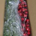 40 Pcs 12" Christmas Artificial Pine Branches, Faux Evergreen Cypress with Red Berry Stems, Greenery Fake Pine Needle Picks Flowers for Xmas Decor Vase Table DIY Craft Home Holiday Decorations