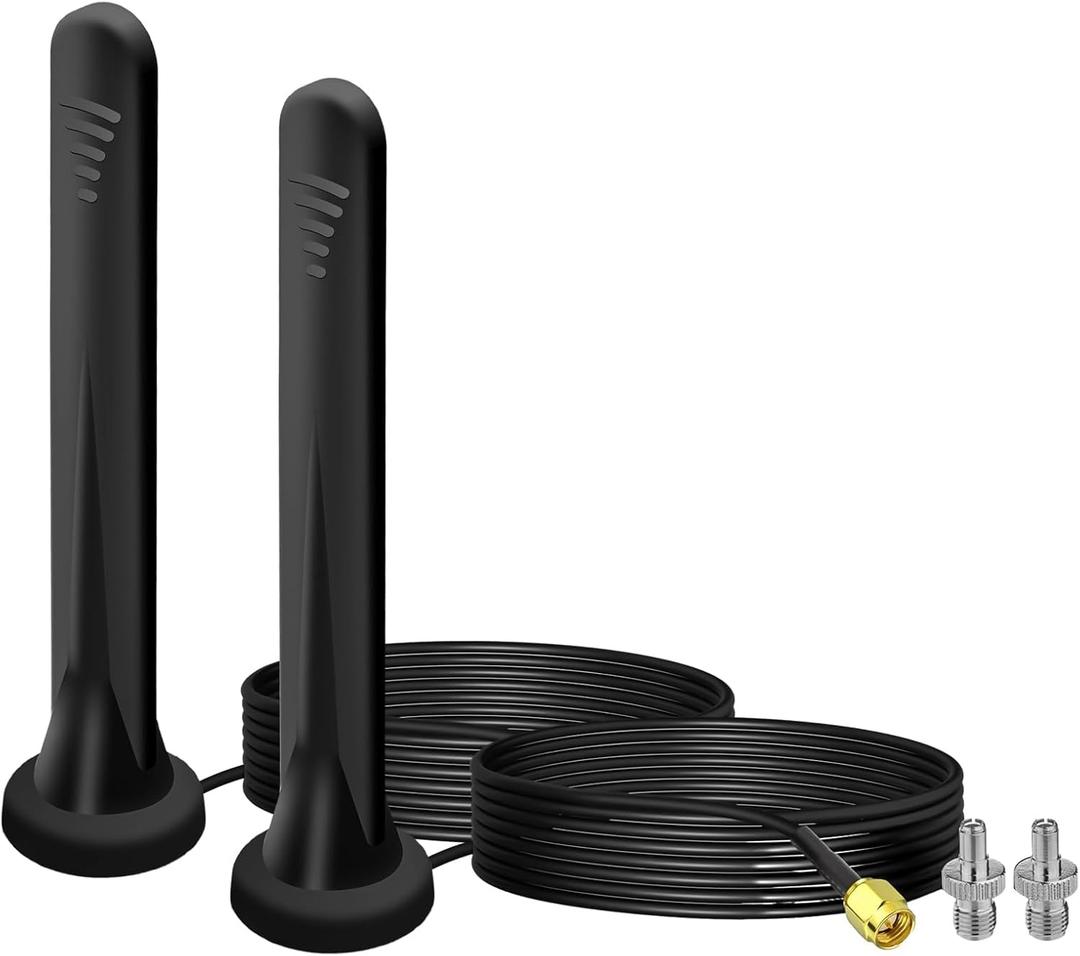 5G Antenna LTE Band 15dBi SMA TS9 Antenna External Omnidirectional Network Antenna with Magnetic Base 4G Signal Booster Omnidirectional with RG174 Cable, WiFi Antenna for/4G/5G/GSM/GPRS Router-2pcs